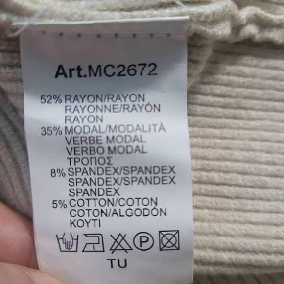 Monte Cervino Womens One Size Sweater Dress Cream Cowl Neck Long Sleeve Modal - Picture 5 of 8